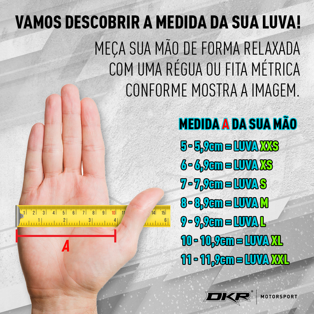 Guia de medidas de luvas DKR